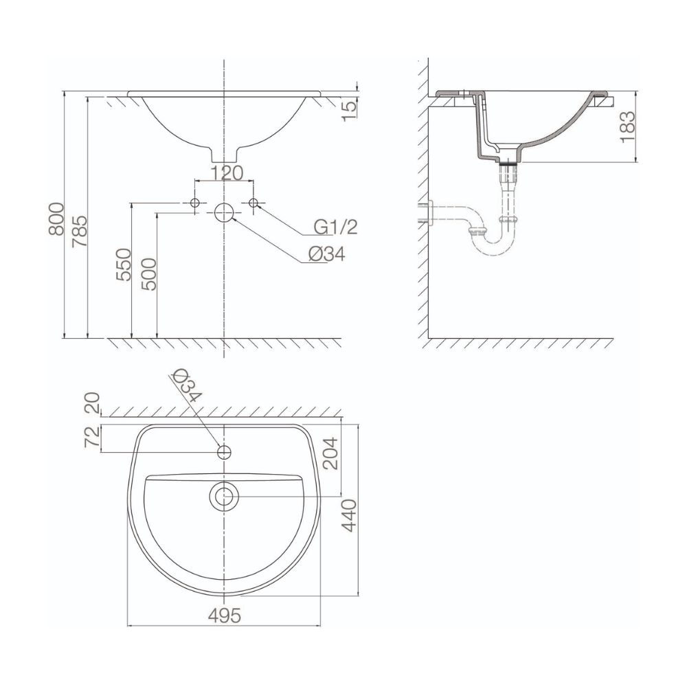 Chậu rửa lavabo bán dương bàn Viglacera CD12 CD12 - 2