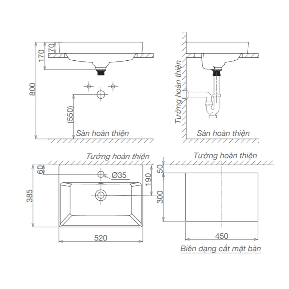 Chậu lavabo đặt bàn Viglacera V29 V29 - 2