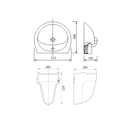 Chậu rửa lavabo treo tường Viglacera BS409 BS409 - 2