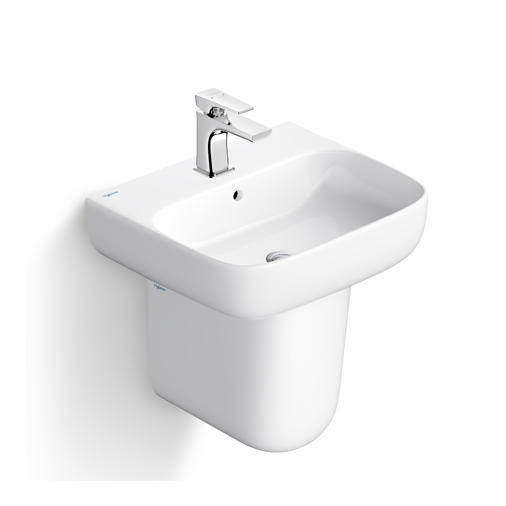 Chậu rửa lavabo treo tường Viglacera V23 chân lửng V23-CHAU+V23-CHAN