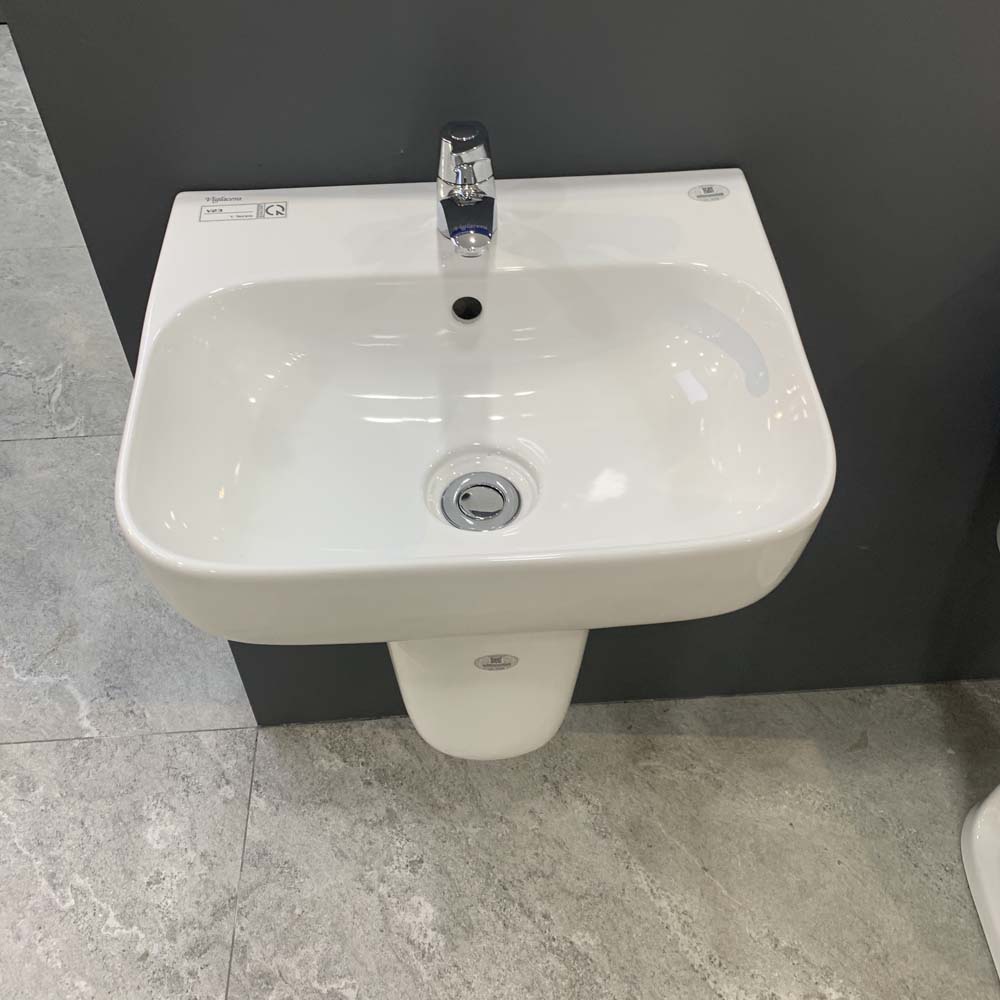Chậu rửa lavabo treo tường Viglacera V23 chân lửng V23-CHAU+V23-CHAN - 4