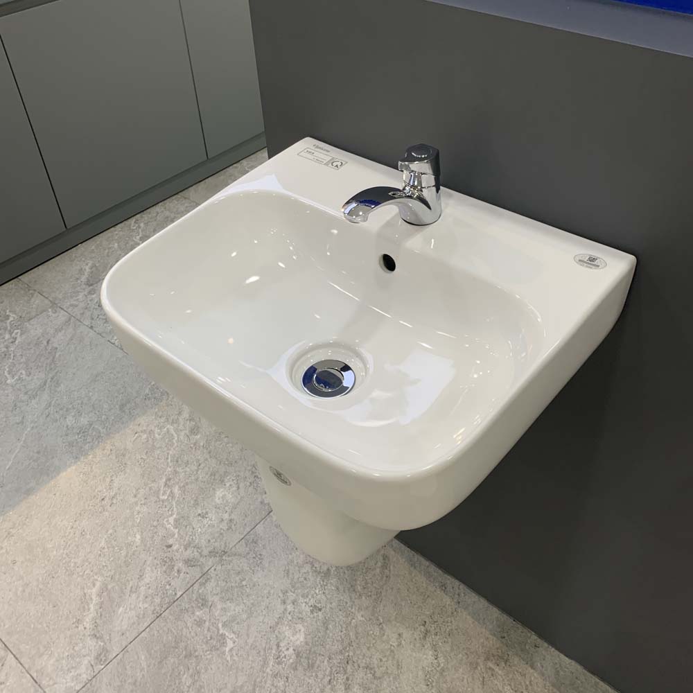 Chậu rửa lavabo treo tường Viglacera V23 chân lửng V23-CHAU+V23-CHAN - 5