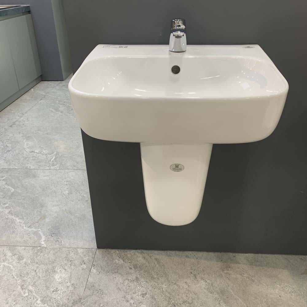 Chậu rửa lavabo treo tường Viglacera V23 chân lửng V23-CHAU+V23-CHAN - 6