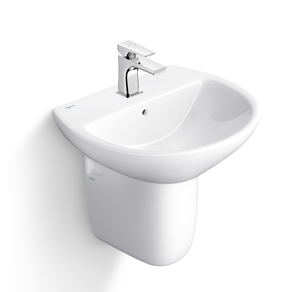 Chậu rửa lavabo treo tường Viglacera V36 chân lửng V36-CHAU+V36-CHAN