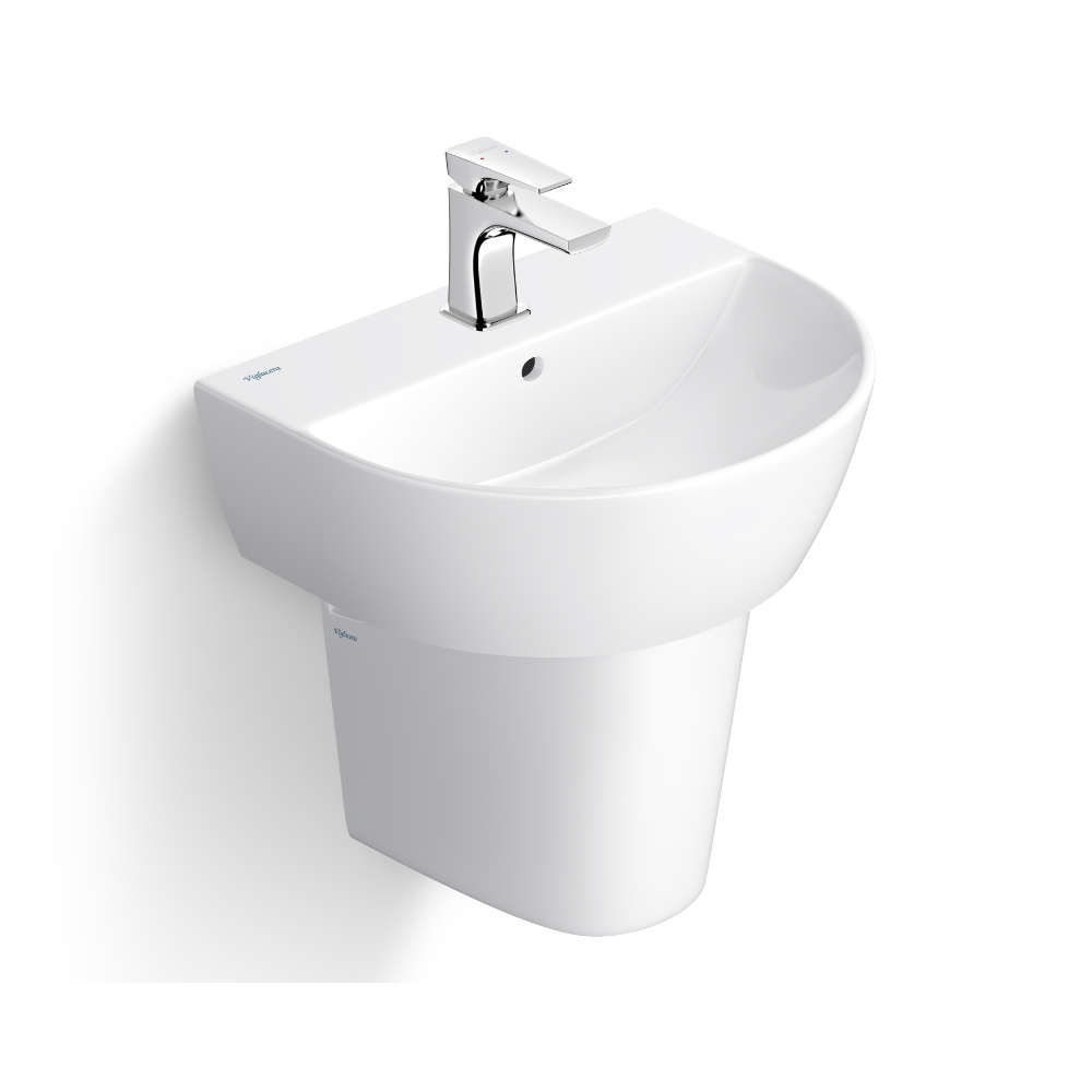 Chậu rửa lavabo treo tường Viglacera V37 chân lửng V37-CHAU+V37-CHAN