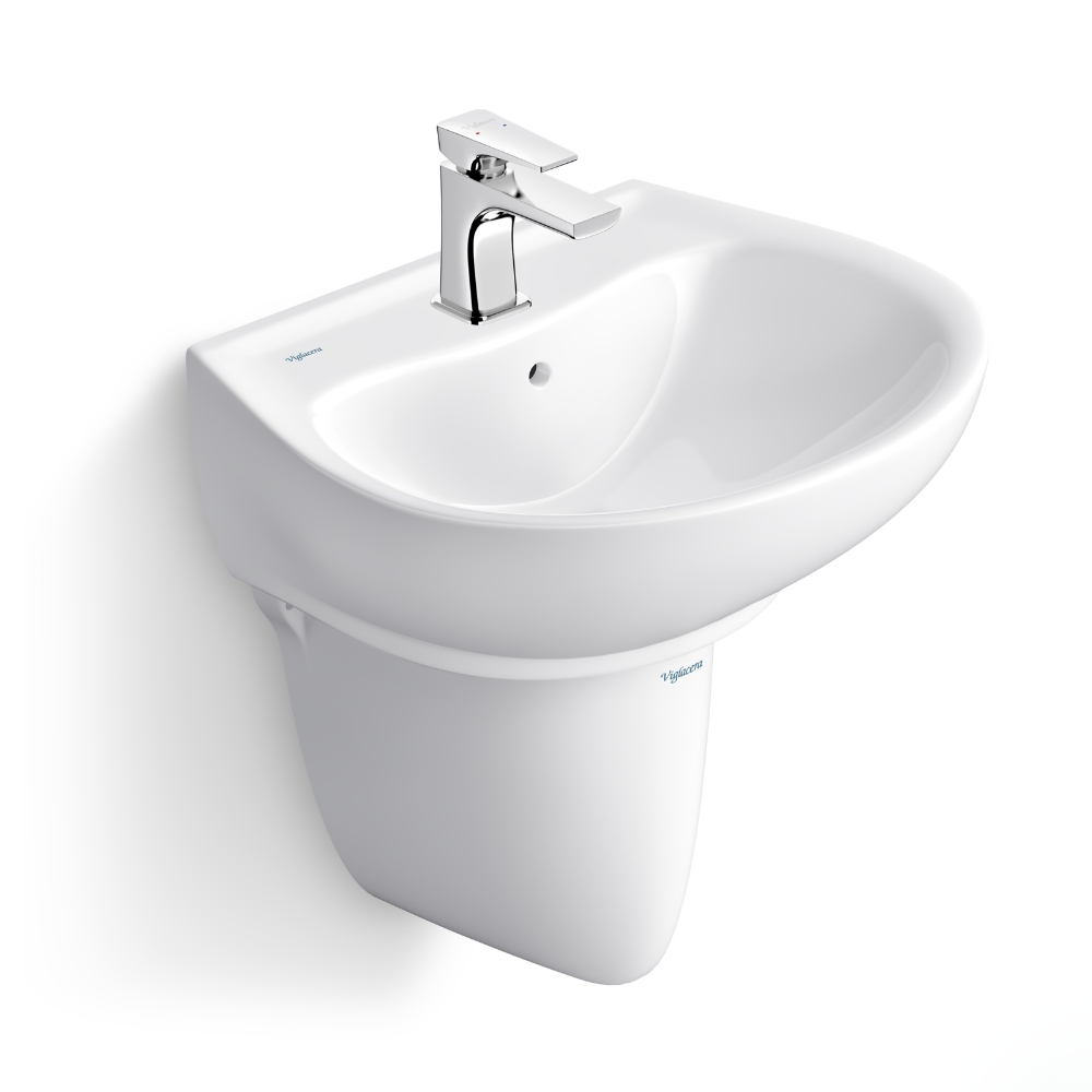 Chậu rửa lavabo treo tường Viglacera V39 chân lửng V39-CHAU+V39-CHAN