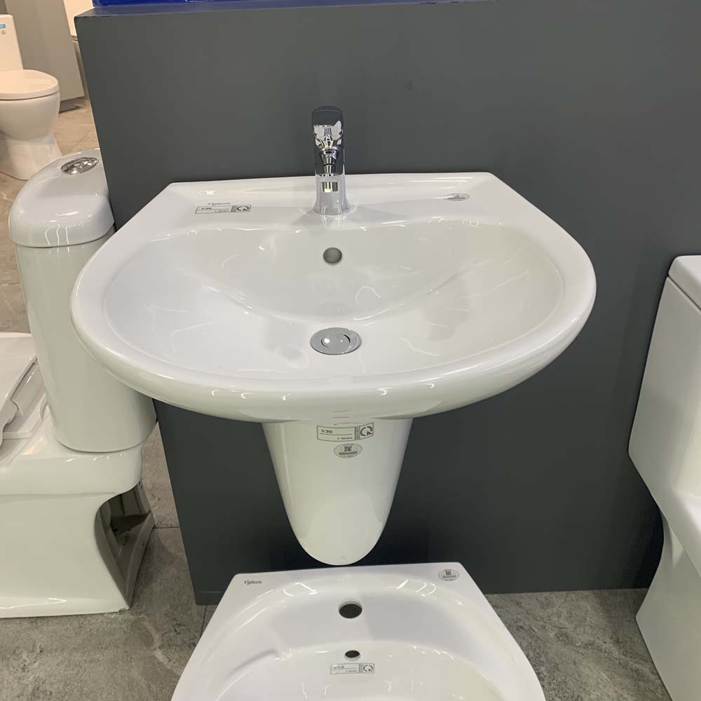 Chậu rửa lavabo treo tường Viglacera V39 chân lửng V39-CHAU+V39-CHAN - 5