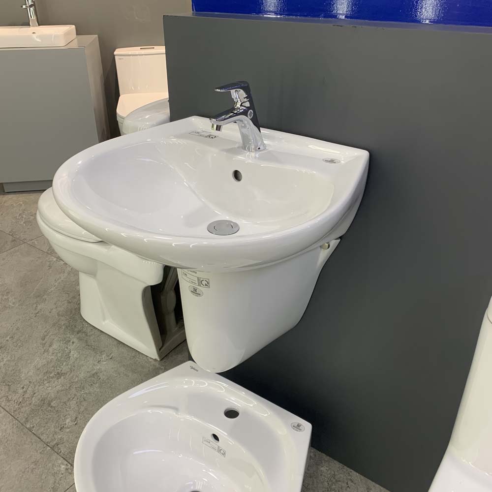 Chậu rửa lavabo treo tường Viglacera V39 chân lửng V39-CHAU+V39-CHAN - 6