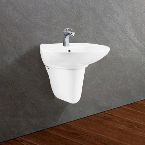 Chậu rửa lavabo treo tường Viglacera V39 chân lửng V39-CHAU+V39-CHAN - 3