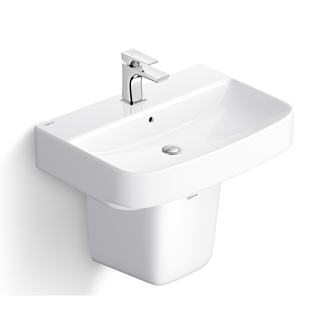 Chậu rửa lavabo treo tường Viglacera V58 chân lửng V58-CHAU+V58-CHAN