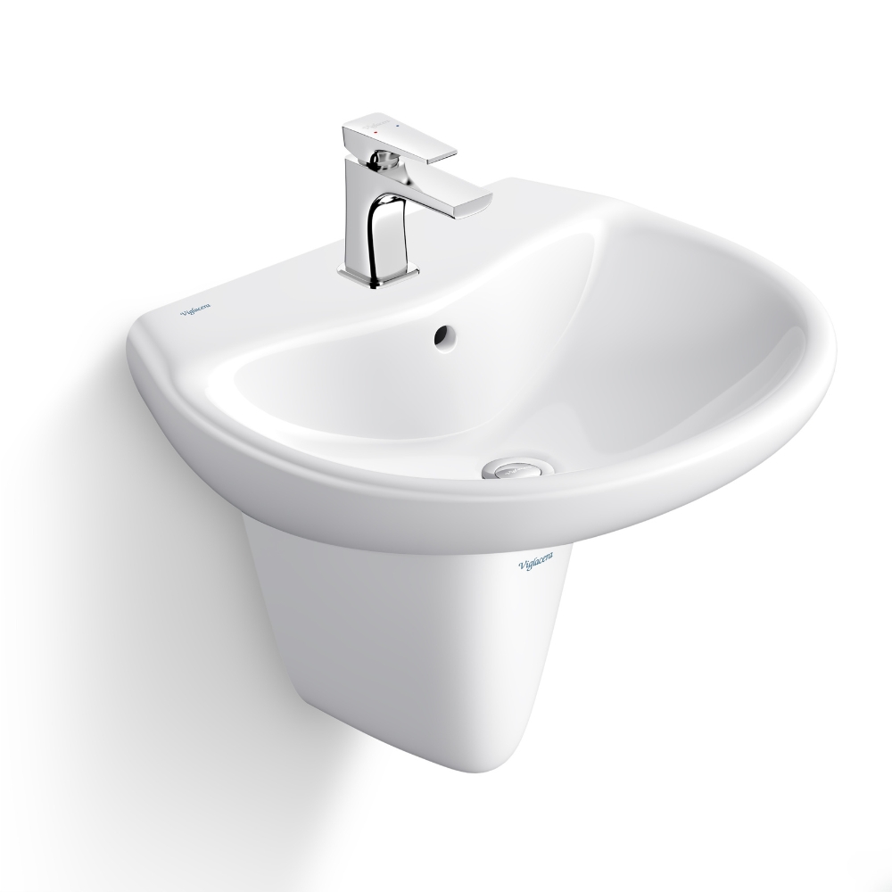 Chậu rửa lavabo treo tường Viglacera VI5 chân lửng VI5-CHAU+VI5-CHAN
