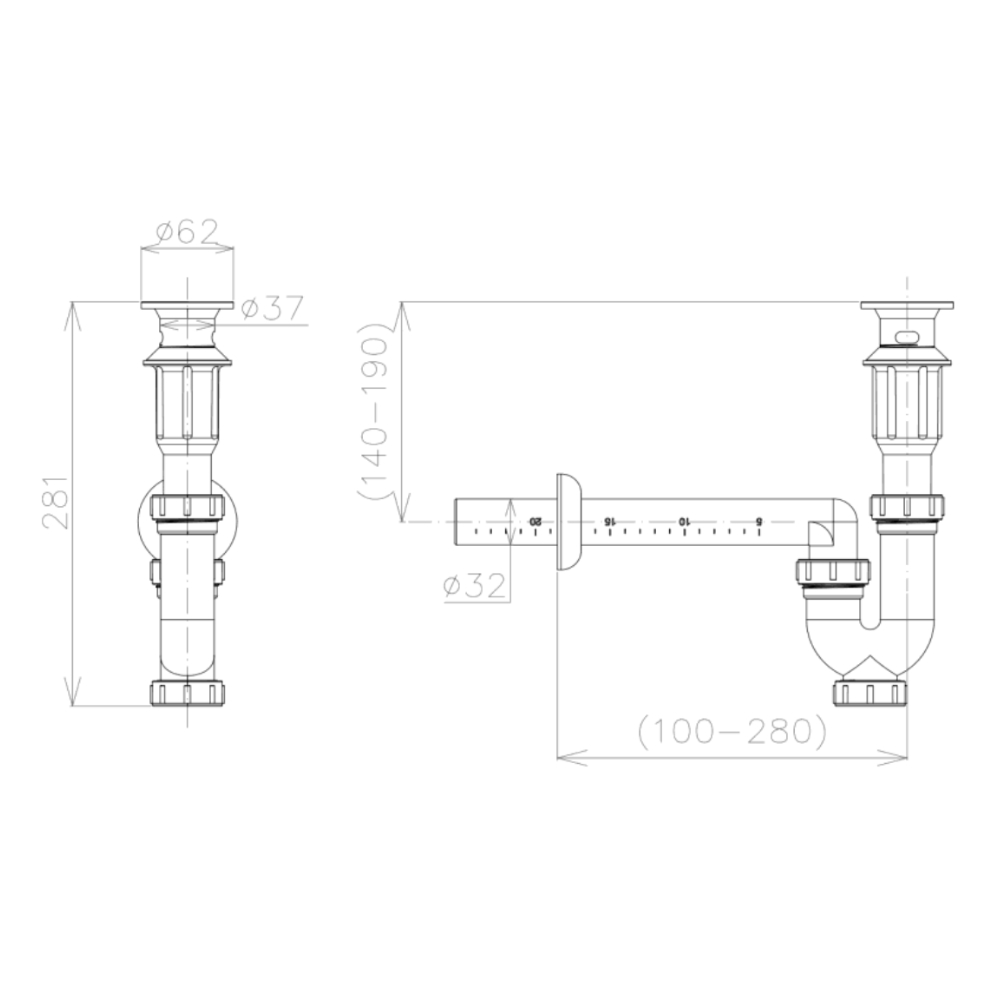 Bộ thải chữ P nhựa Viglacera VG817.1 - 2