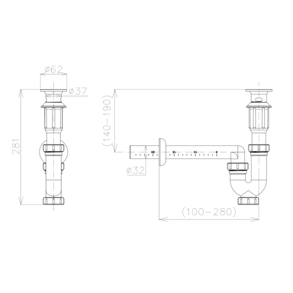 Bộ thải chữ P nhựa Viglacera VG817.2 - 2
