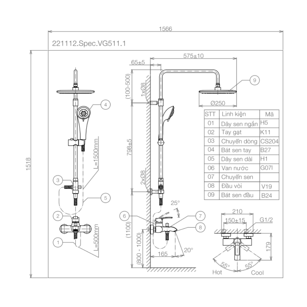 Sen cây nóng lạnh Viglacera VG511.1 VG511.1 - 2