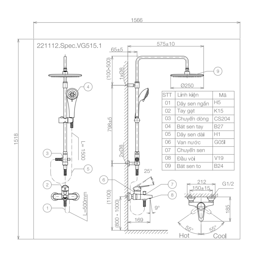 Sen cây nóng lạnh Viglacera VG515.1 VG515.1 - 2