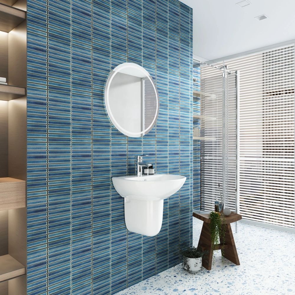 Chậu rửa lavabo treo tường Viglacera V36 chân lửng V36-CHAU+V36-CHAN - 3