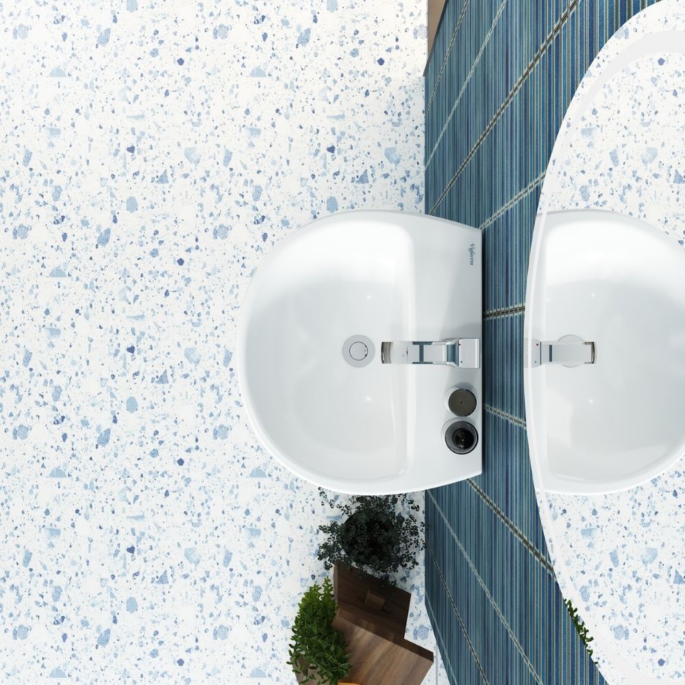 Chậu rửa lavabo treo tường Viglacera V36 chân lửng V36-CHAU+V36-CHAN - 6