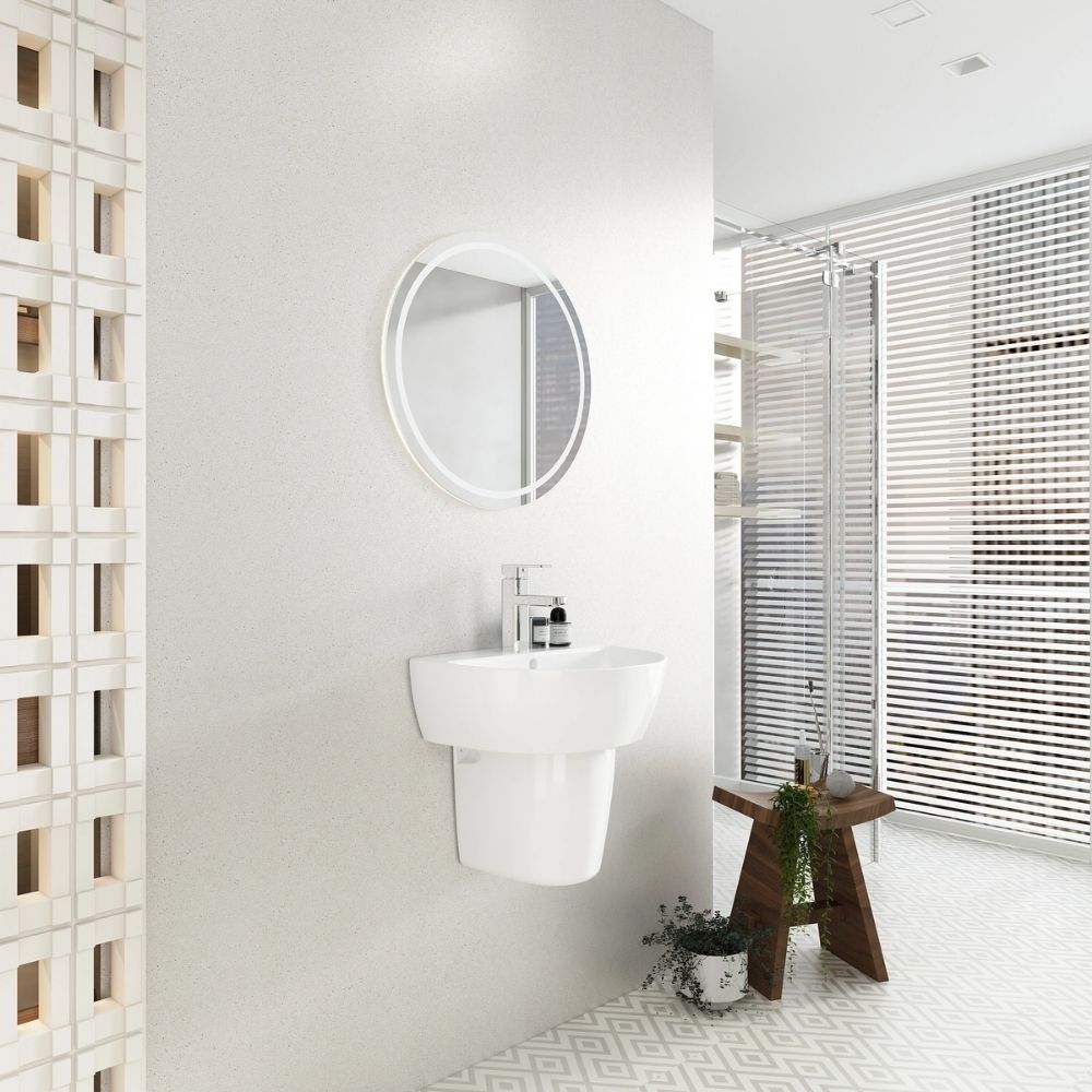 Chậu rửa lavabo treo tường Viglacera V37 chân lửng V37-CHAU+V37-CHAN - 4