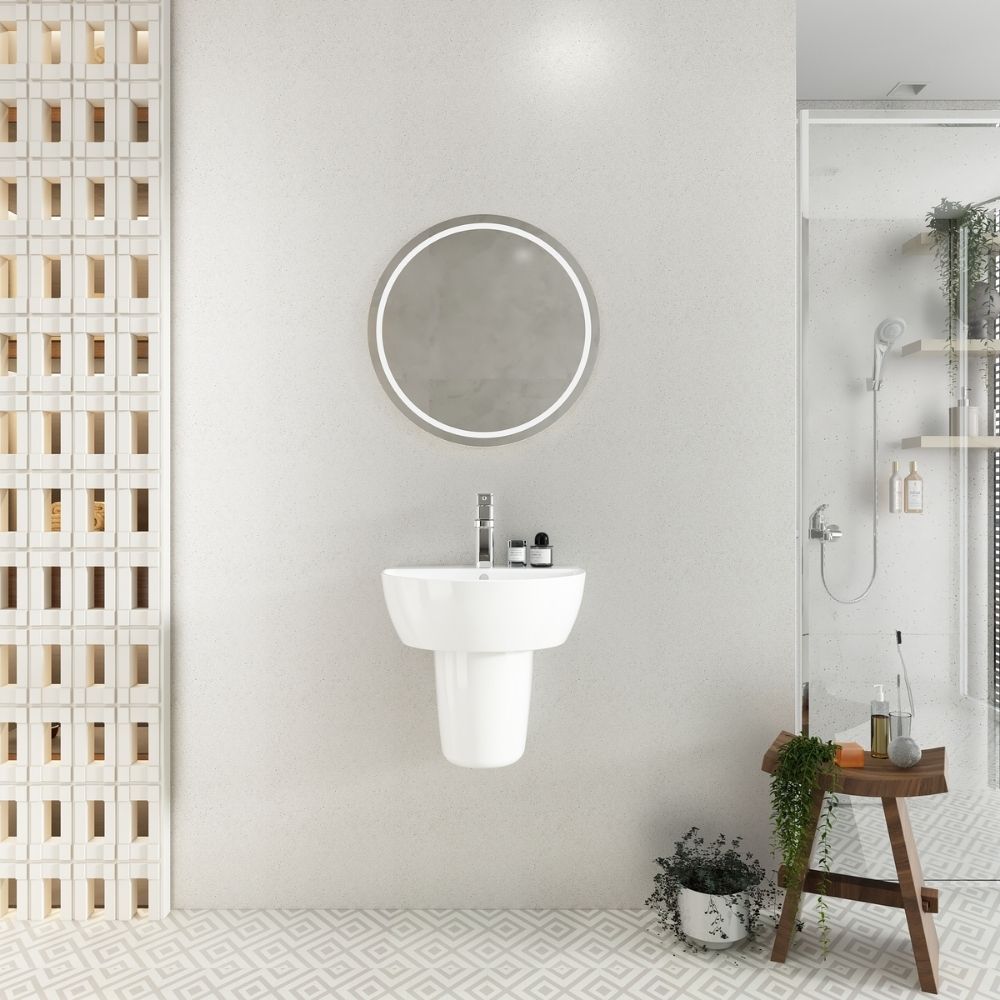 Chậu rửa lavabo treo tường Viglacera V37 chân lửng V37-CHAU+V37-CHAN - 5