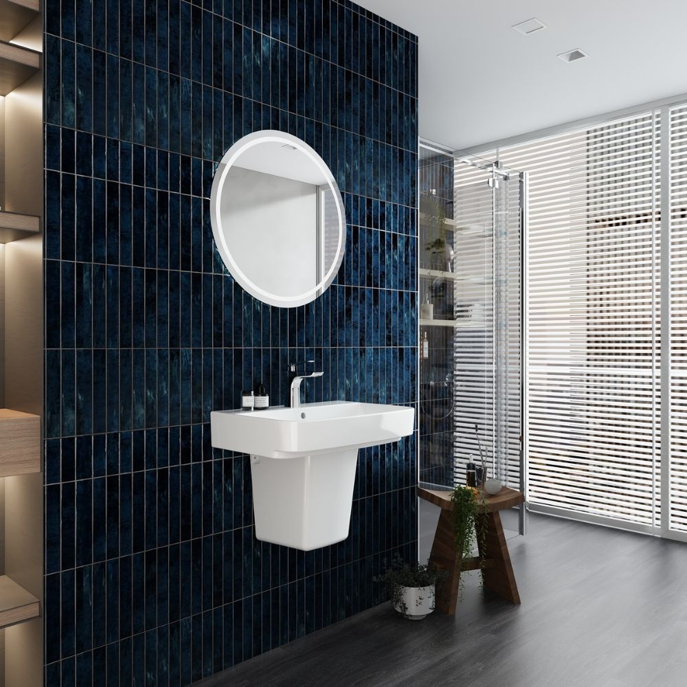 Chậu rửa lavabo treo tường Viglacera V58 chân lửng V58-CHAU+V58-CHAN - 4