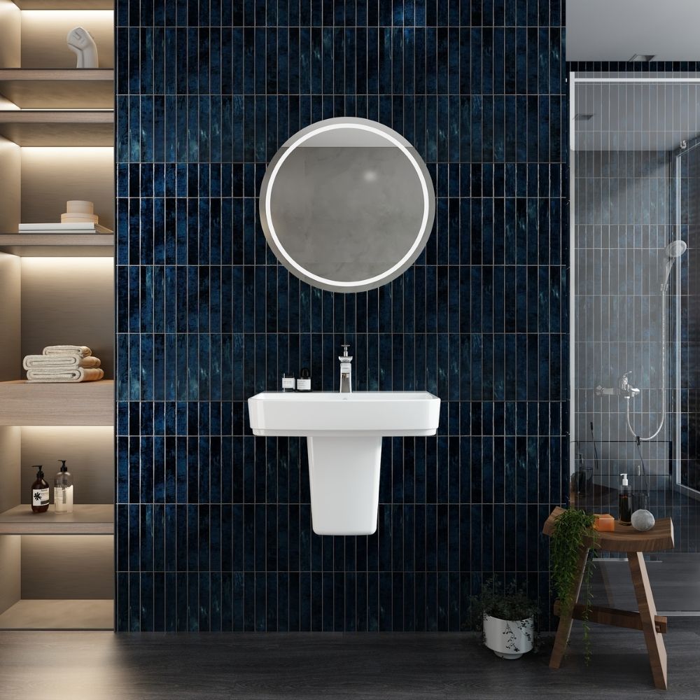 Chậu rửa lavabo treo tường Viglacera V58 chân lửng V58-CHAU+V58-CHAN - 6