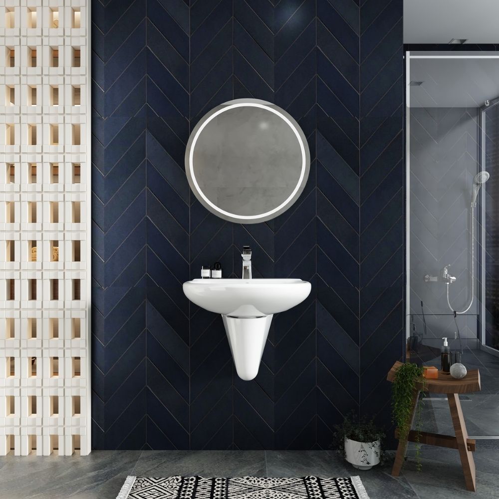 Chậu rửa lavabo treo tường Viglacera VI5 chân lửng VI5-CHAU+VI5-CHAN - 5