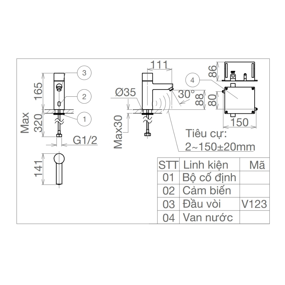 Vòi chậu lavabo lạnh Viglacera VG1023 VG1023 - 2