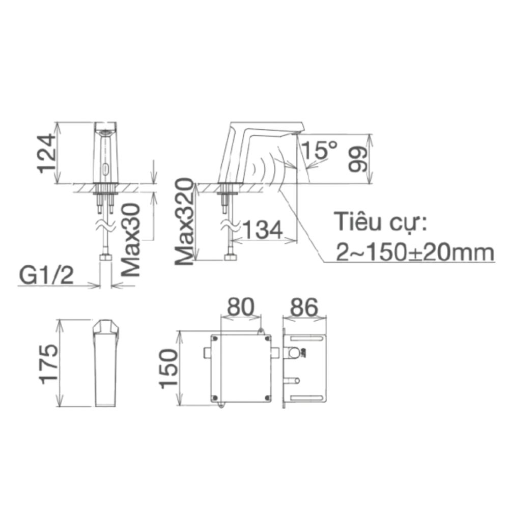 Vòi chậu lavabo cảm ứng nước lạnh Viglacera VG1028 VG1028 - 3