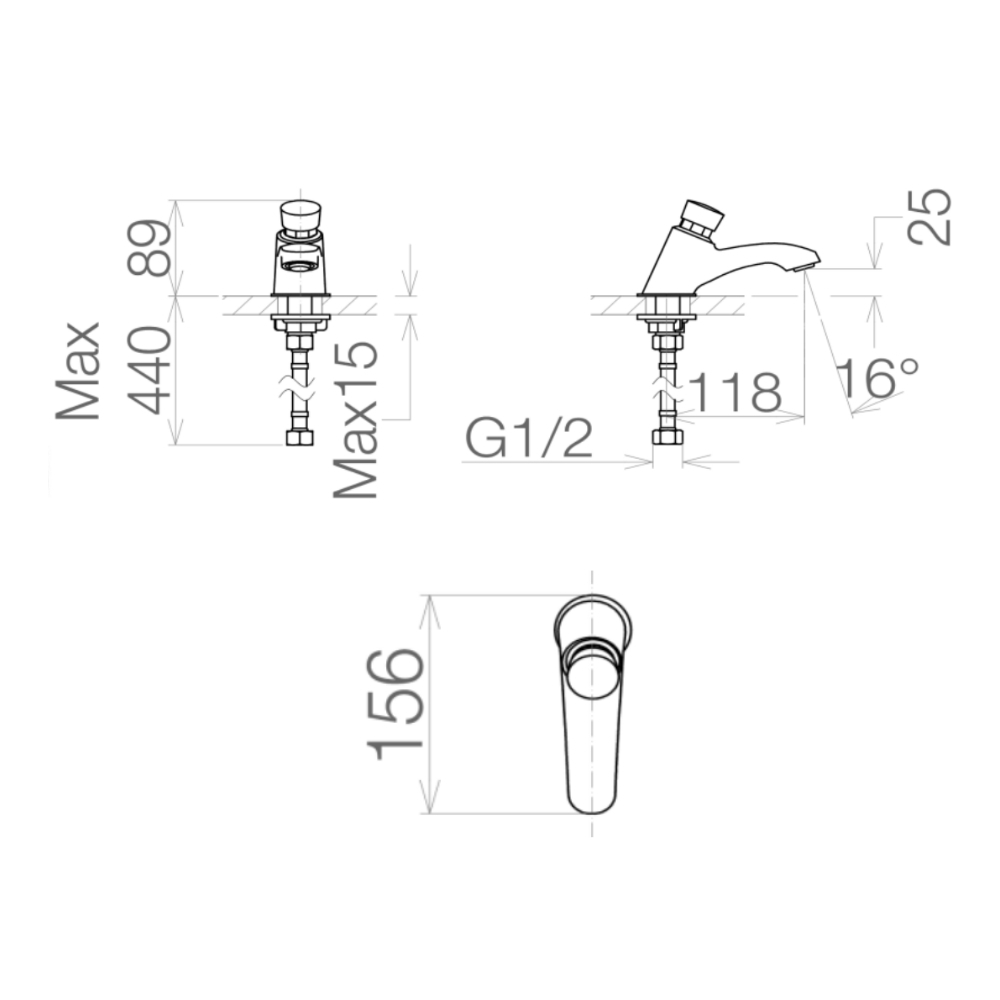 Vòi chậu lavabo lạnh bán tự động Viglacera VG109 VG109 - 2