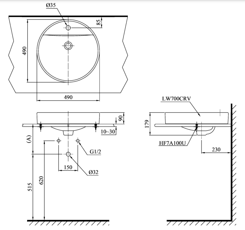 Chậu Lavabo Đặt Bàn TOTO LT700CTR - 11