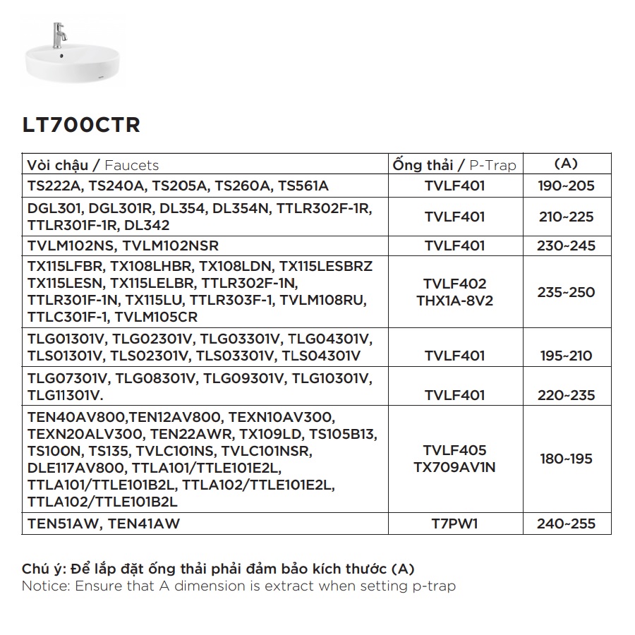 Chậu Lavabo Đặt Bàn TOTO LT700CTR - 12